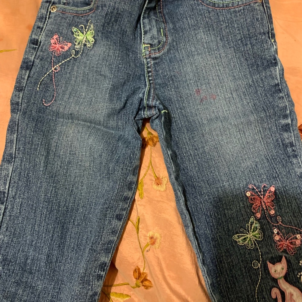 Little Girls Embroidered Arizona Blue Jeans size 6 regular elastic waist